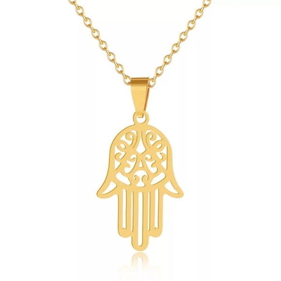Stainless Steel Hamsa Hand Necklace - Picture 2 of 2